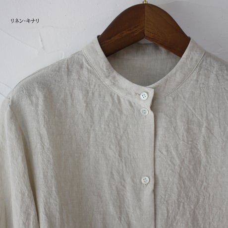 Linenya リネンヤ　リネンスリットセミロングシャツ　#ライトグレー、キナリ
