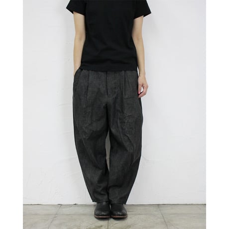 **再入荷** ASEEDONCLOUD アシードンクラウド Ash dyeing linen Sakurashi  Trousers #Black　【送料無料】