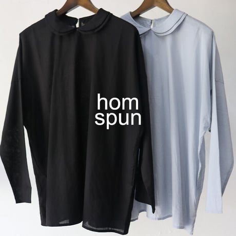 **またまた再入荷** homspun ホームスパン　ダブルフラットカラープルオーバーブラウス