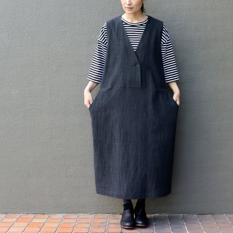 **再入荷** atelier naruse アトリエナルセ　コットンリネンスラブジャンパースカート　cotton linen slab jumper skirt