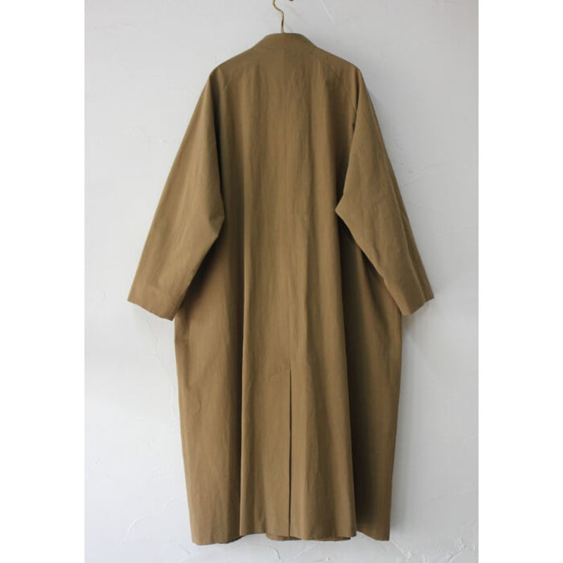 アトリエナルセコットンヘンプスタンドカラーコート　キャメルused cotton-hemp stand collar coat / beige - atelier naruse｜Online