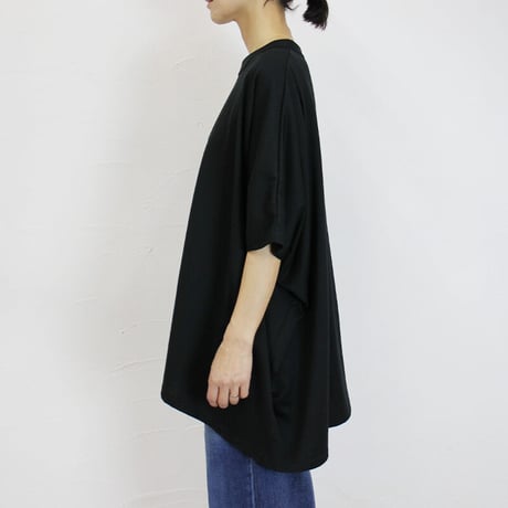 **再入荷** TRAVAIL MANUEL トラバイユマニュアル　ギザ天竺アシメスリーブTシャツ　＃チャコールグレー、ブラック、ダークグリーン、サンド
