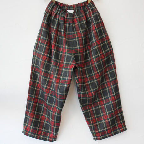 **またまた再入荷** homspun ホームスパン　ウールタータンギャザーパンツ　#ベージュｘサックス、チャコールグレーｘレッド