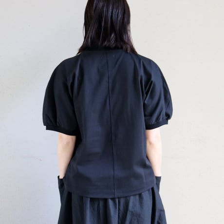 MAGALI マガリ　コットン天竺ギャザースリーブカットソー　#オートミール、パープル、ブラック