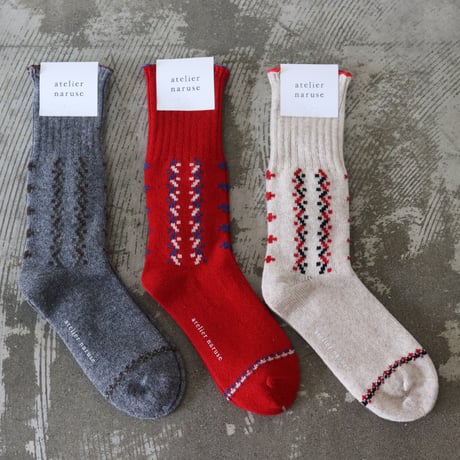 atelier naruse アトリエナルセ　wool ～folk～ warmer socks　ウール~folk~ウォーマーソックス　【送料無料】