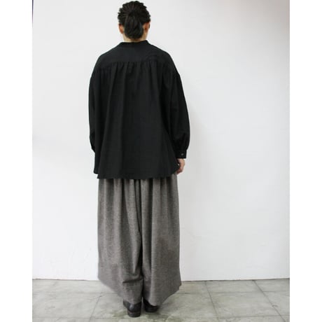 **再入荷** Linenya リネンヤ　リネンバンドカラーシャツ　#ホワイト、アイボリー、グレー、ブラック