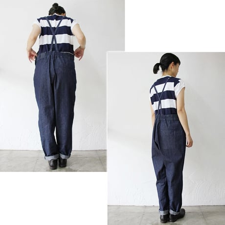 atelier naruse アトリエナルセ cotton denim salopette pants デニムサロペット #indigo 【送料無料】