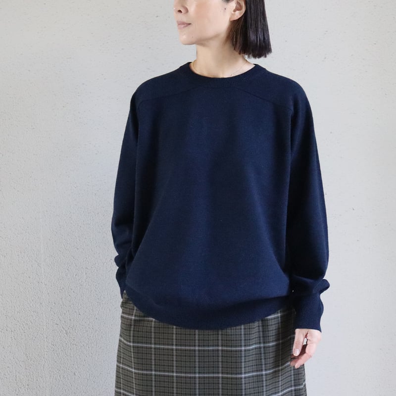 homspun ホームスパン ラム12Gクルーネックプルオーバー #イエロー