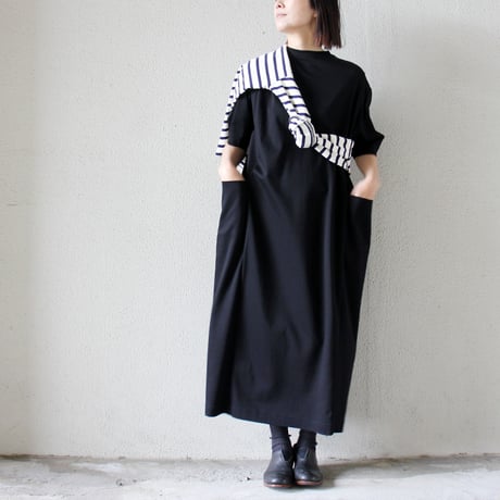 **再入荷・SuKiMs別注丈あり** atelier naruse アトリエナルセ　cotton punch box one-piece コットンポンチボックスワンピース　#ブラック