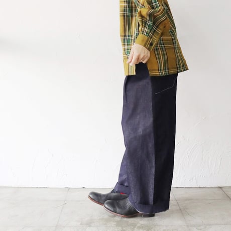 **再入荷**ASEEDONCLOUD HandWerker 綿麻デニムHWワイドトラウザー　♯インディゴ　【送料無料】