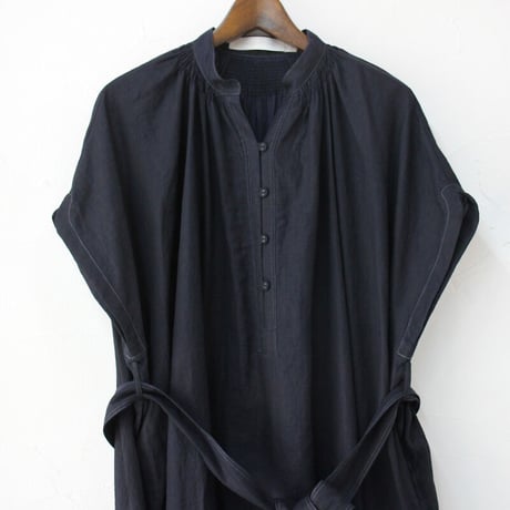 ASEEDONCLOUD アシードンクラウド　Antique linen Jiyusou smock dress #インディゴ　【送料無料】