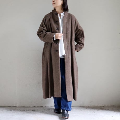 atelier naruse アトリエナルセ　wool linen tweed stand collar coat　ウールリネンツイードスタンドカラーコート