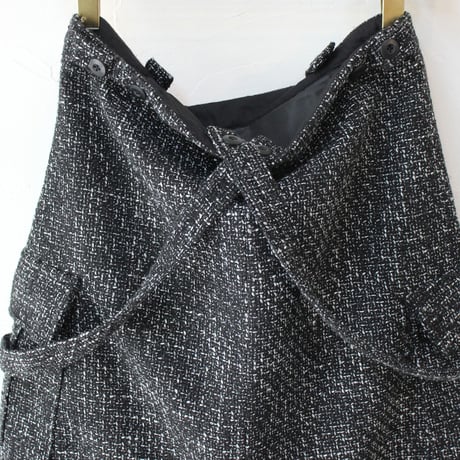 **再入荷** KHA:KI カーキ　TWEED CARGO SKIRT ツイードカーゴスカート　#ブラック　【送料無料】