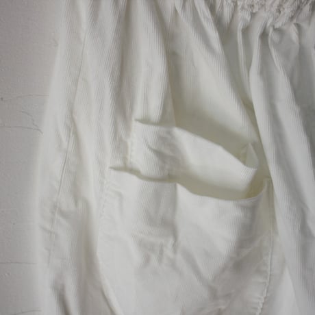**再入荷** homspun ホームスパン　細コールギャザースカート　#シロ、ピンク、ブラック