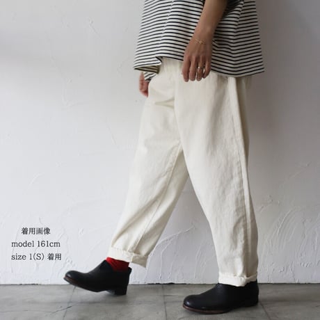 **またまた再入荷** sasanqua by trees サザンカバイツリース　Loose Tapered Denim ルーズテーパードデニム　#Ivory 【送料無料】