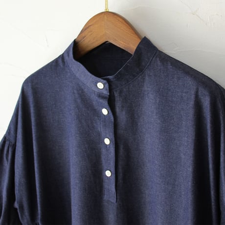 **またまた再入荷** LinenYa リネンヤ　5ozデニムスタンドカラーワンピース　#インディゴ