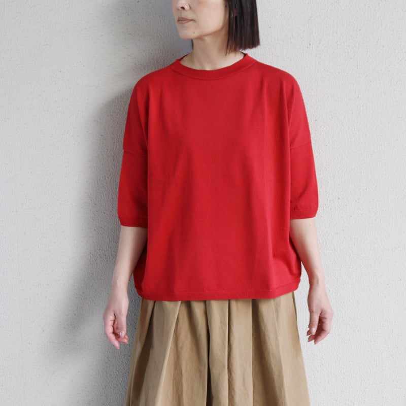 リネンヤ as it is. linenyaクルーネック七分袖ニット 新品タグ