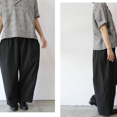 homspun ホームスパン　バルキーシーチングウエストゴムパンツ　#ホワイト、ブルー、ブラック【送料無料】