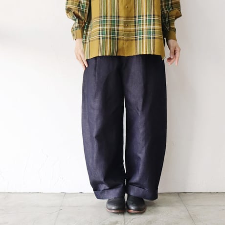 **再入荷**ASEEDONCLOUD HandWerker 綿麻デニムHWワイドトラウザー　♯インディゴ　【送料無料】
