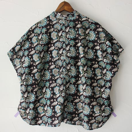 ARTE POVERA アルテポーヴェラ　インド草木染ハンドプリントステンドフレンチシャツ　#ダークブラウン