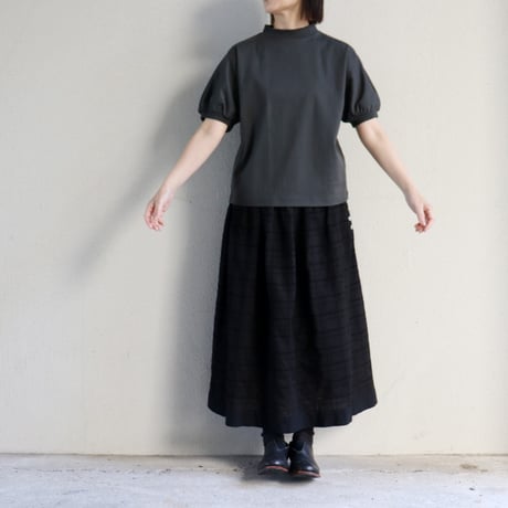 MAGALI マガリ　ガーメントダイ・コットンレース・サイドボタンスカート　#ブラック