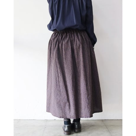 **再入荷** homspun ホームスパン　キャラコ小花プリントギャザースカート　#グリーン、ネイビー　【送料無料】