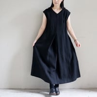 Linenya リネンヤ　リネンフロントタックワンピース　#ブラック、カーキ、ブラウン　【送料無料】
