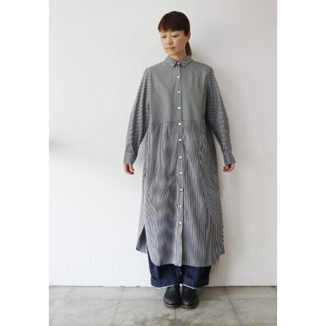 amne アンヌ　STRIPE bias dress　#Bordeaux、Black 【送料無料】