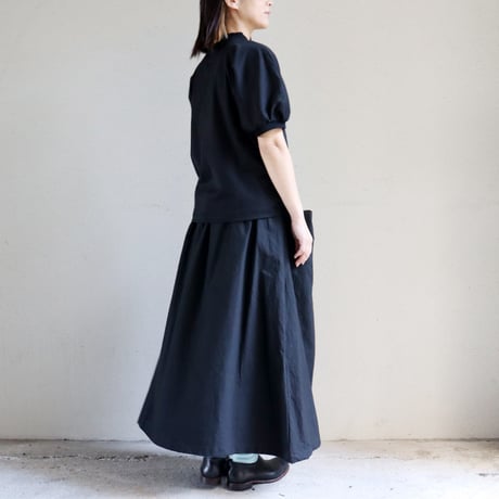 MAGALI マガリ　コットン天竺ギャザースリーブカットソー　#オートミール、パープル、ブラック
