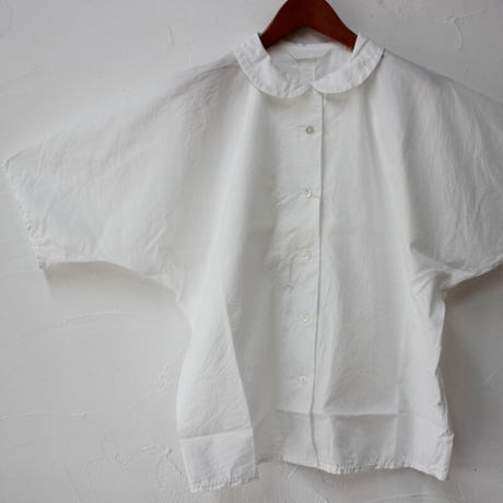 **再生産到着** homspun ホームスパン　100/2ブロード丸襟フラットカラーブラウス　#オフ白