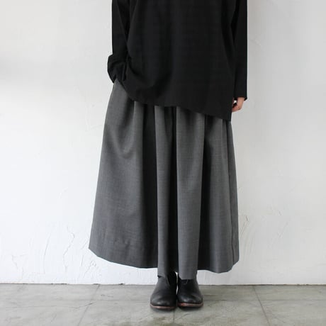 **またまた再入荷**　homspun ホームスパン　ウールトロピカルクロスギャザースカート　#ベージュ、チャコール、ネイビー　【送料無料】