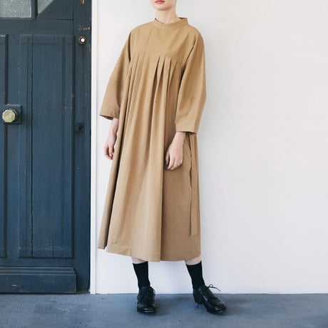 MAGALI マガリ　オールドコットンハイネックワンピース　#カフェオレ、チャコール　【送料無料】
