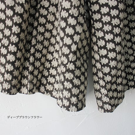 ARTE POVERA アルテポーヴェラ　インド草木染めハンドプリントロングギャザリングパンツ　【送料無料】