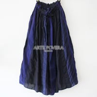 ARTE POVERA アルテポーヴェラ リネン＆コットンMIXギャザースカート　# ブルーMIX