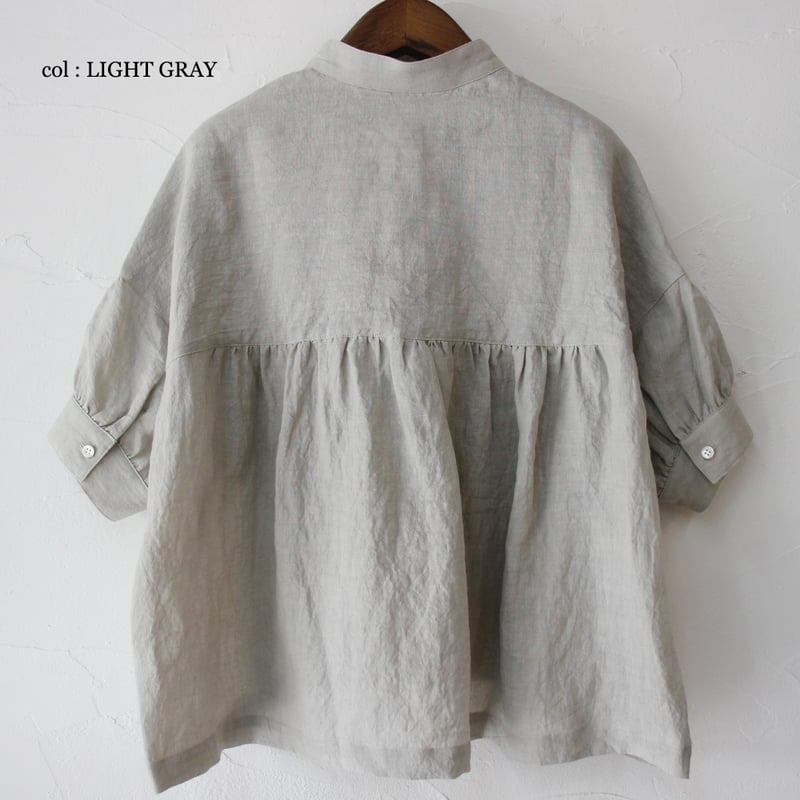 またまたまた再入荷**LinenYa リネンヤ リネン半袖スタンドカラー