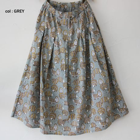 LILOU+LILY　Hedgehog  Tuck Skirt　ハリネズミタックスカート　#グレー、グリーン、パープル