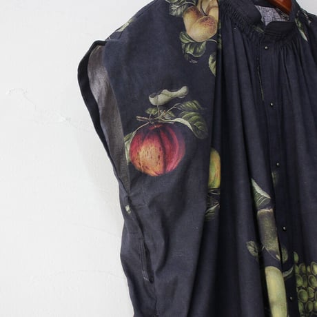 ASEEDONCLOUD アシードンクラウド　Mitsuyakusou botanical print Prayer smock dress　#Black　【送料無料】