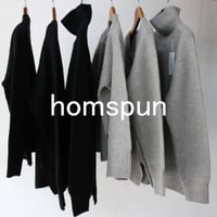 homspun ホームスパン　縮絨起毛ウールラグランカーデ　#TOPグレー、ブラック