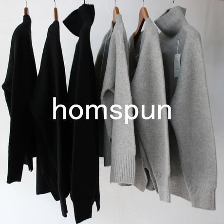 homspun ホームスパン　縮絨起毛ウールラグランカーデ　#TOPグレー、ブラック
