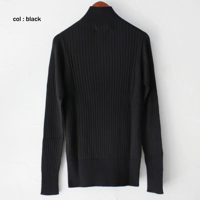 susuri ポエータハイネックセーター ブラック リブニット タートルネック SUSURI ススリ ポエータハイネックセーター #black . dark navy . s