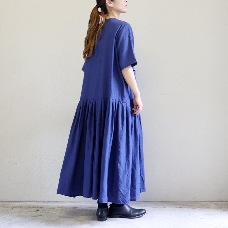 homspun ホームスパン リネンバイオVネックタックワンピース