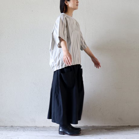 **再入荷**atelier naruse アトリエナルセ cotton typewriter shibori hem pullover コットンタイプライター裾絞りプルオーバー #グレイ
