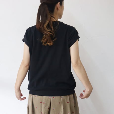 **2024s/s分到着** homspun ホームスパン 30/1天竺キャップスリーブTシャツ　#サラシ、ブラック、ネイビー