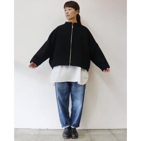 **またまたブラック再入荷** maomade マオメイド　カシミアブレンドやわらかライトメルトンジップジャケット　#ネイビー、ブラック