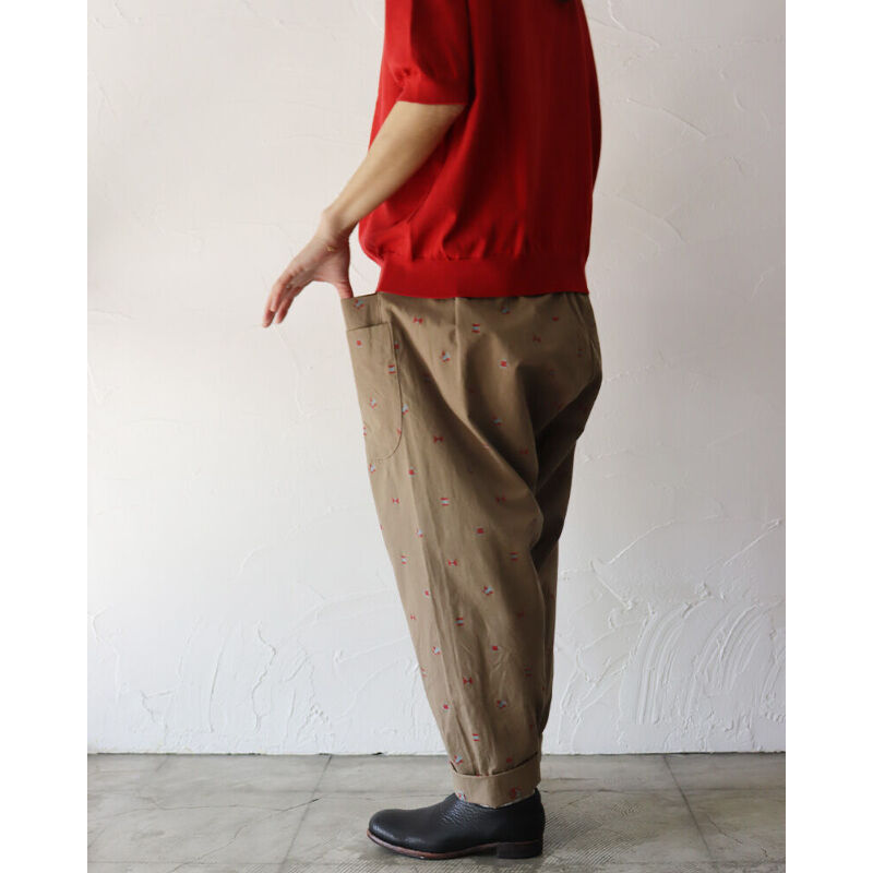 再入荷**homspun ホームスパン カットジャガードバックギャザーパンツ