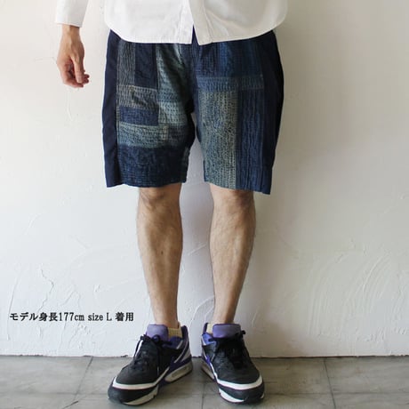 **S u K i M a-スキマ-別注** FUNSET OF ART ファンセットオブアート　RANRU刺し子グルンショートパンツ　♯インディゴ　【送料無料】