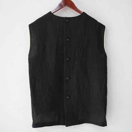 atelier naruse　アトリエナルセ　リネンノースリーブブラウス＋リブ　linen no-sleeve blouse ＋rib　#ブラック