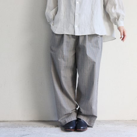 TRAVAIL MANUEL トラバイユマニュアル　ウェザーチェックプランパンツ　#ベージュ、ブラウン