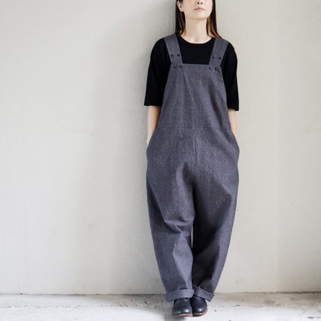 **杢グレイのみ再入荷** atelier naruse アトリエナルセ　コットンリネンスラブオーバーオール　cotton linen slab overalls-pants
