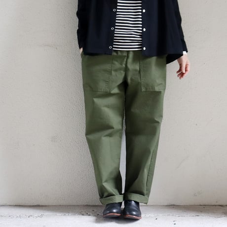 homspun ホームスパン　リップストップウエストギャザーパンツ　#オリーブ、ブラック